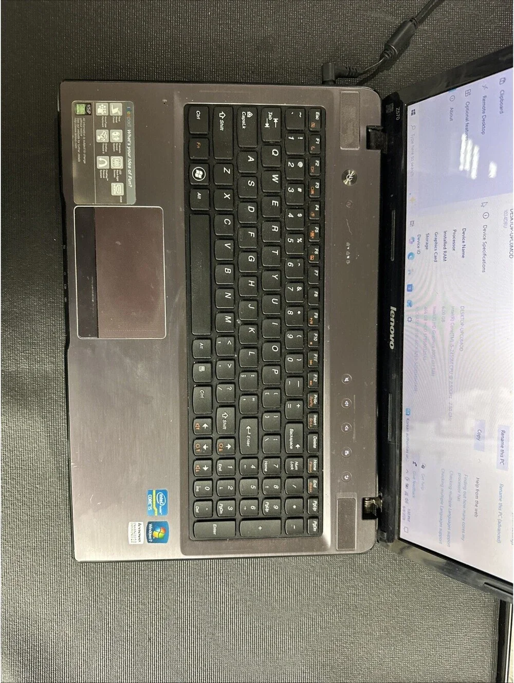 Lenovo IdeaPad Z570 Laptop Intel Core i5-2450M 6GB Ram (damaged) Read
